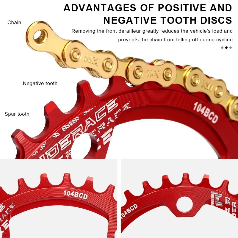 104BCD Narrow Wide Bike Chainring 32T 34T 36T 38T MTB Single Chainwheel – USA
