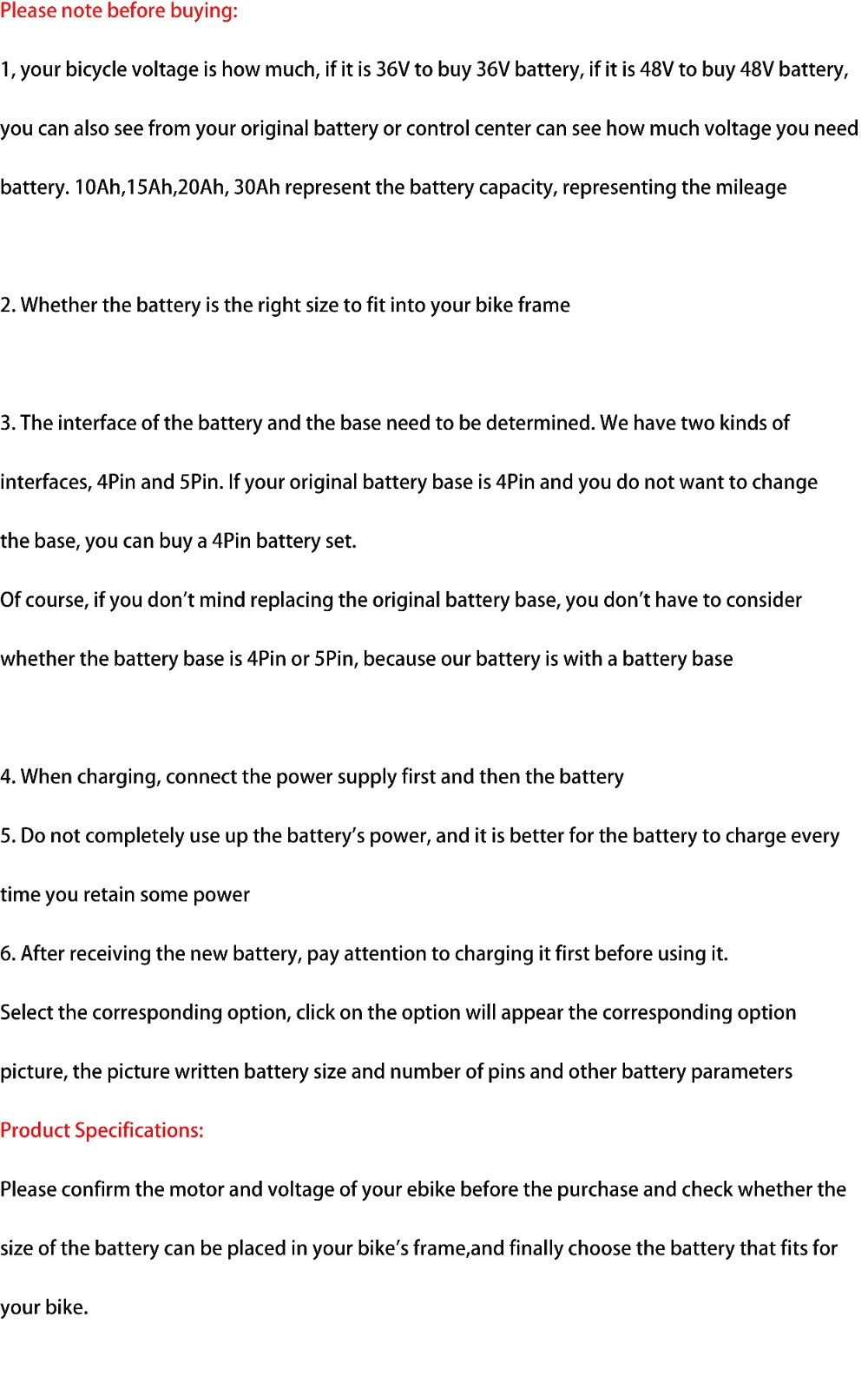 48V/36V ebike Battery 10Ah/15Ah For 500W 750W 1000W 1500W 1800W Electric Motor