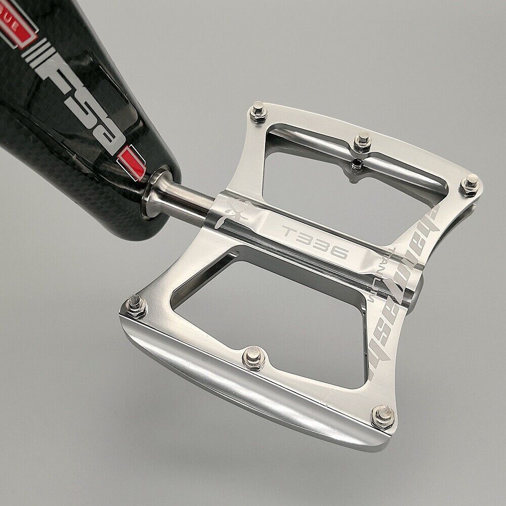 SMS Ultralight 9/16″ Titanium Flat Bicycle Pedals MTB Road Bike Pedals 3 Bearing