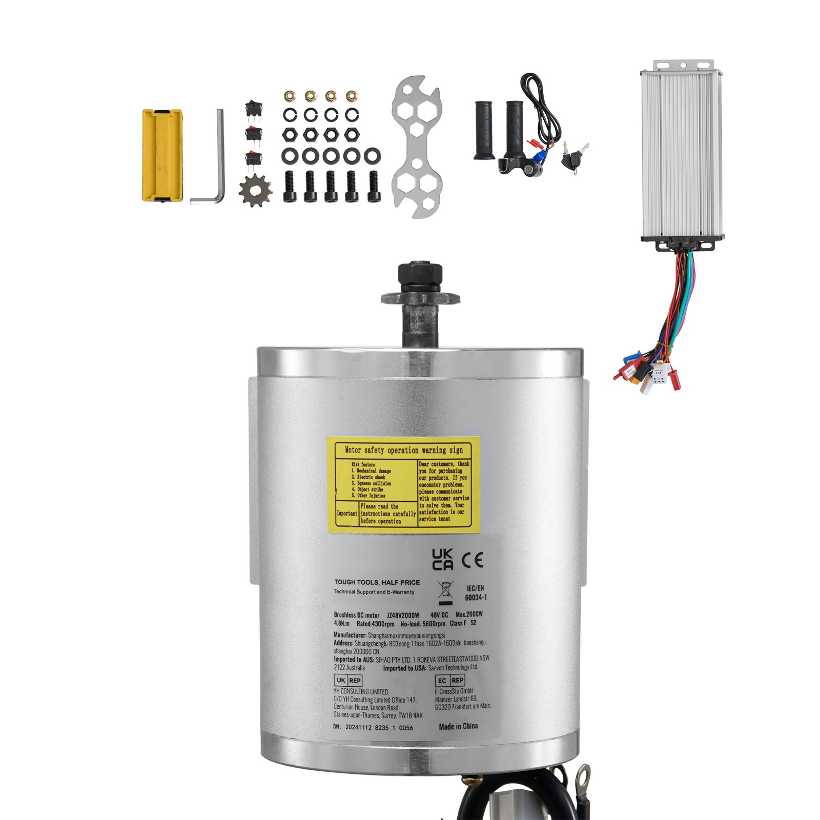 Uimoso 48V 2000W Brushless DC Motor Kit with Speed Controller, 4300 RPM