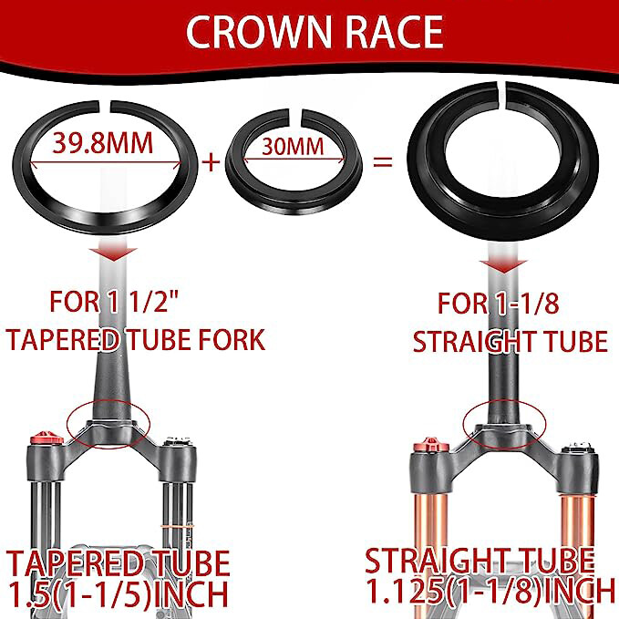 44mm Sealed Cartridge Bearings MTB Road Bike Headset 1-1/8″ Fork Steerer Parts