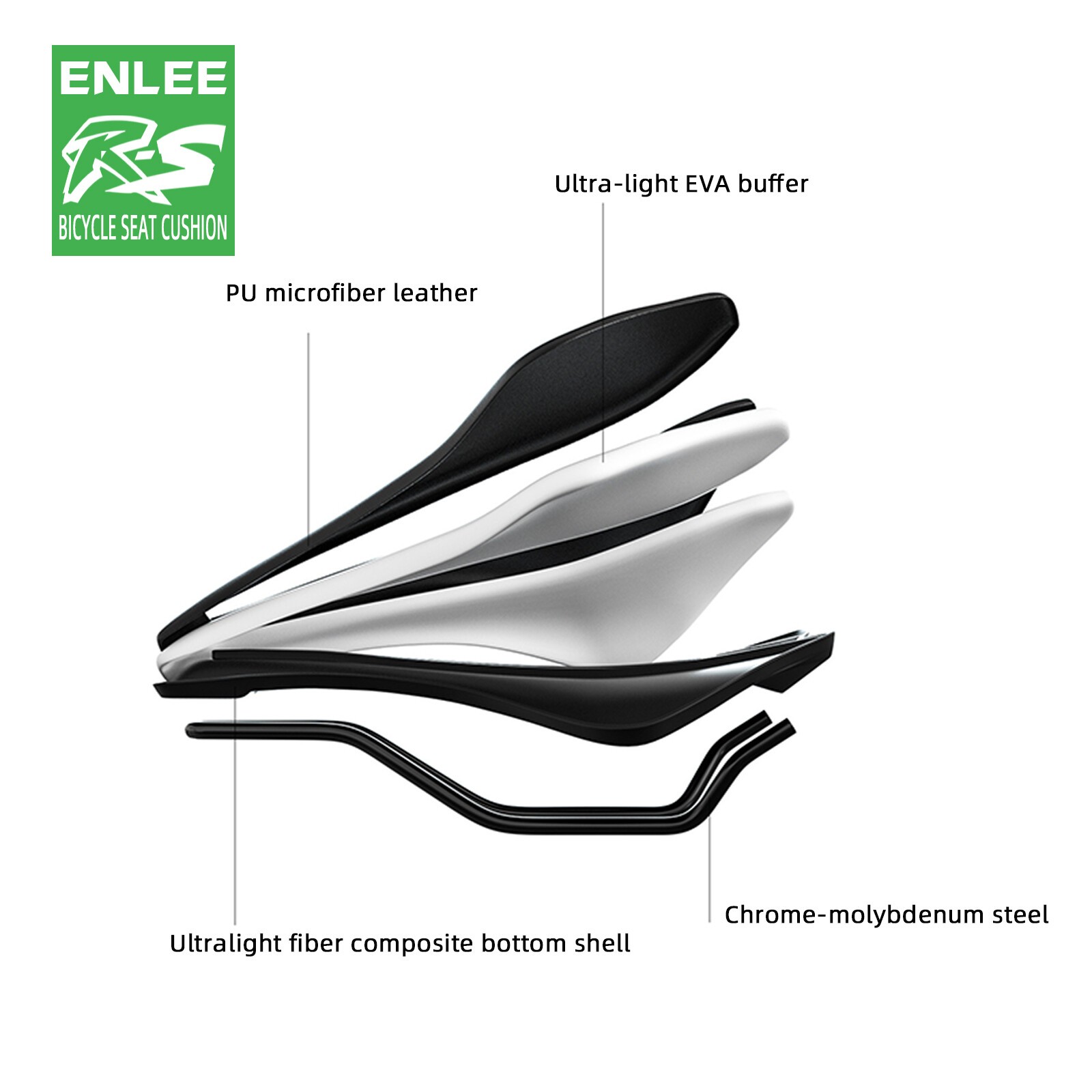 ENLEE Bicycle Cycling PU Leather Saddle Mountain Bike Comfortable Cushion Seat