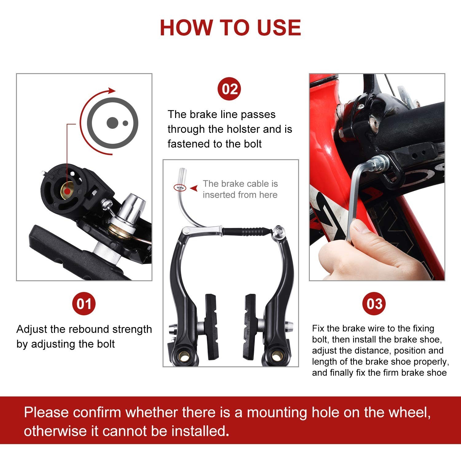 Universal Mountain Bike Brake Set – 2 Pairs, Replacement Cables & Accessories