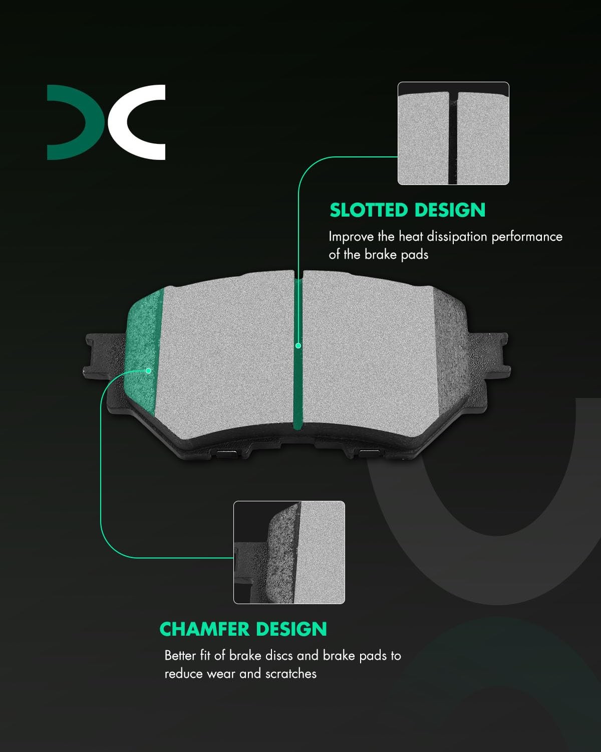 Scitoo Front Rear Disc Brake Pad Set 8Pcs W/Hardware Fit For Mazda For 3
