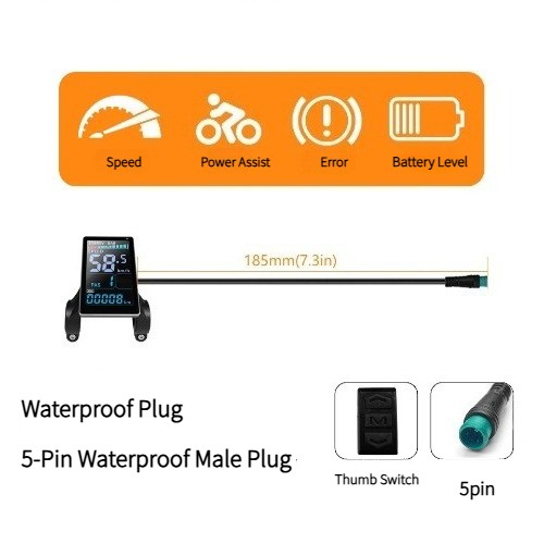M5 Color LCD E-bike 24V36V48V72V Waterproof/SM Plug for Electric Bicycle Scooter