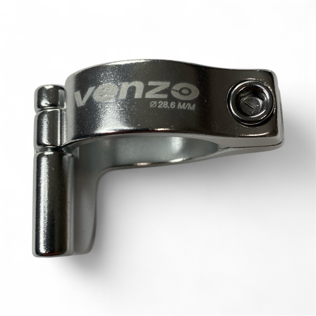 Venzo Bike Adjustable Braze on Front Derailleur Adptr Clamp Silver 28.6m 2Clamps