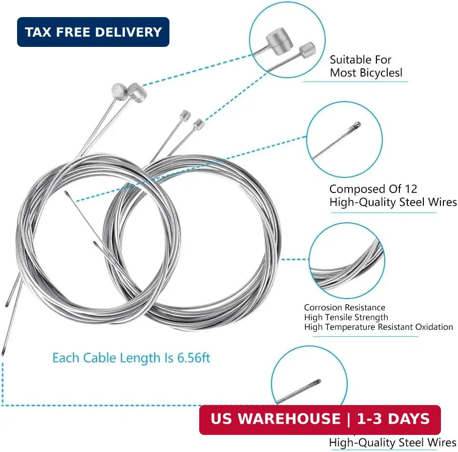 Bike Brake Cable Shifter Cable, Bicycle Gear Cable Wire for Mountain Bike, Bike