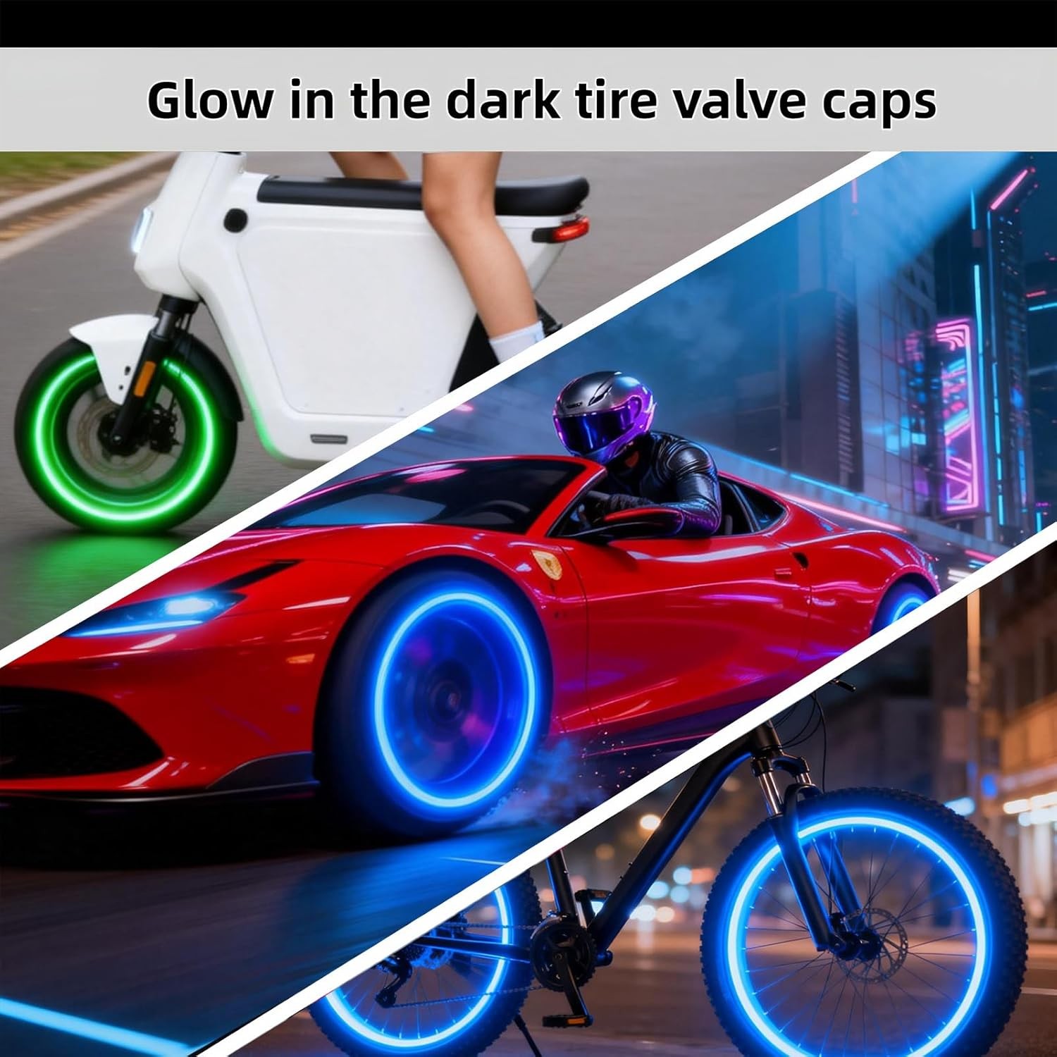 20 Pcs Glow in The Dark Tire Valve Caps Fluorescent Tire Valve Stem Caps, Cool C