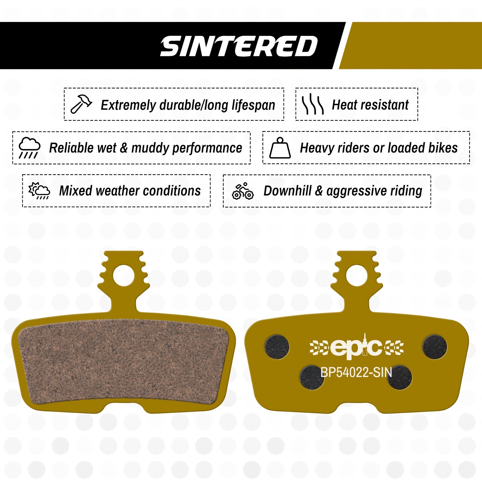 epic SRAM DB8, Motive, Code, G2 RE & Guide RE Brake Pads – Sintered/Metal
