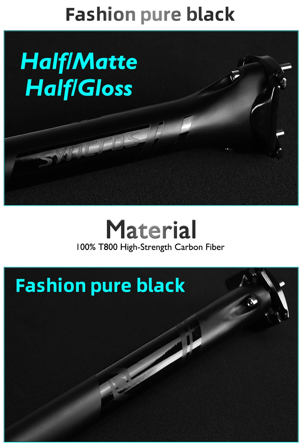 Carbon Fiber Mountain Road Bike Seatpost 27.2/30.8/31.6mm 7×9/7x7mm 0/20 Degree