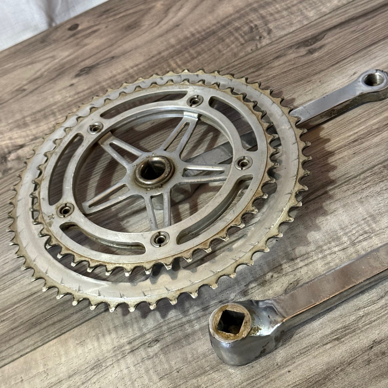 Vintage Nervar Sport Crankset BSA English 170 Double 52 42 FRENCH THREAD