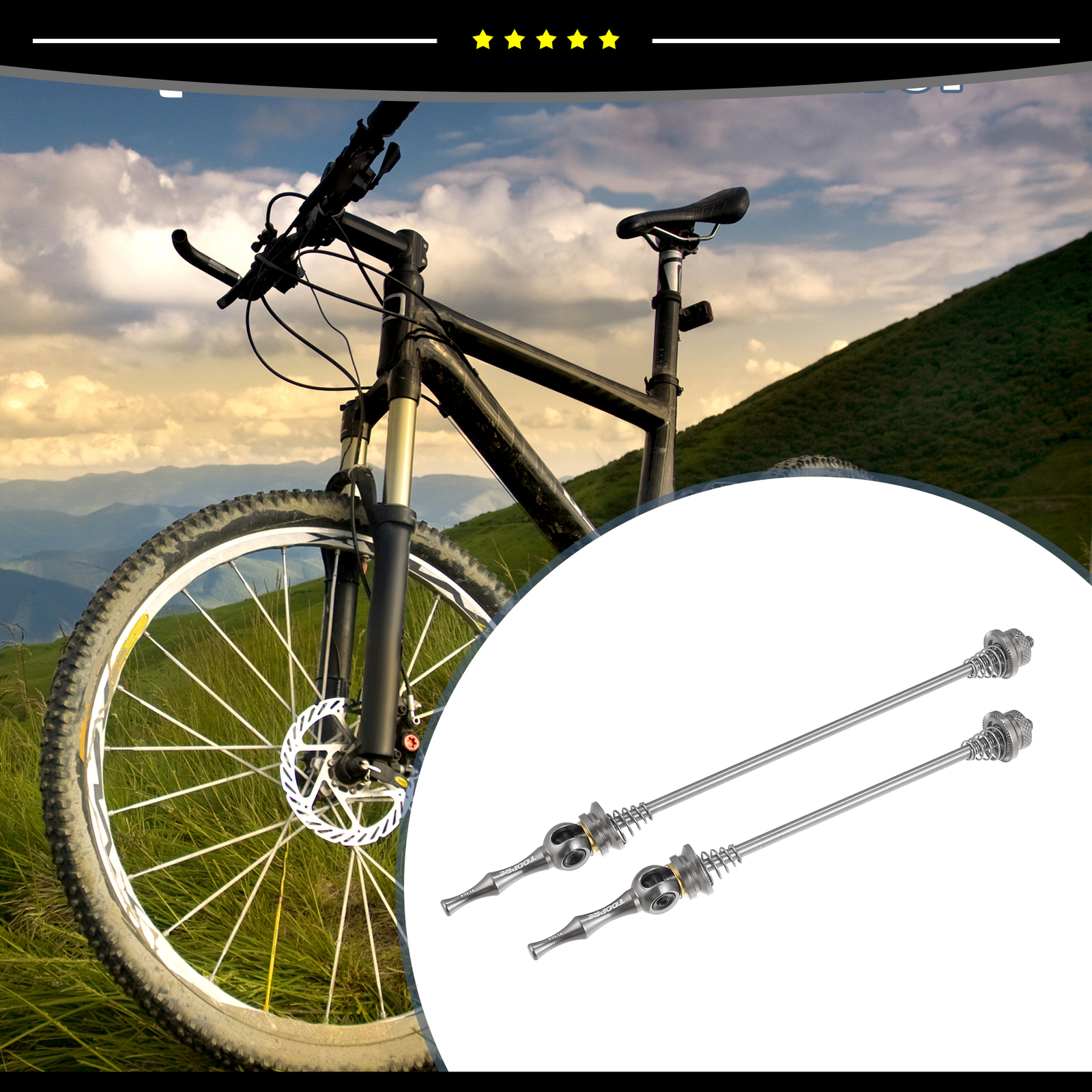 Universal Piece of 2 Quick Release Axles Skewers Lever 140mm 180mm Titanium Tone