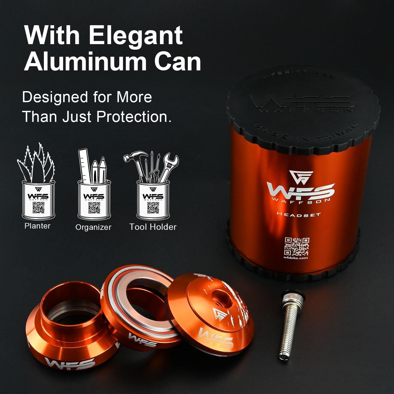 Orange WFS NV.28 1″ Threadless Bike Headset CNC Aluminum Sealed Bearing BMX
