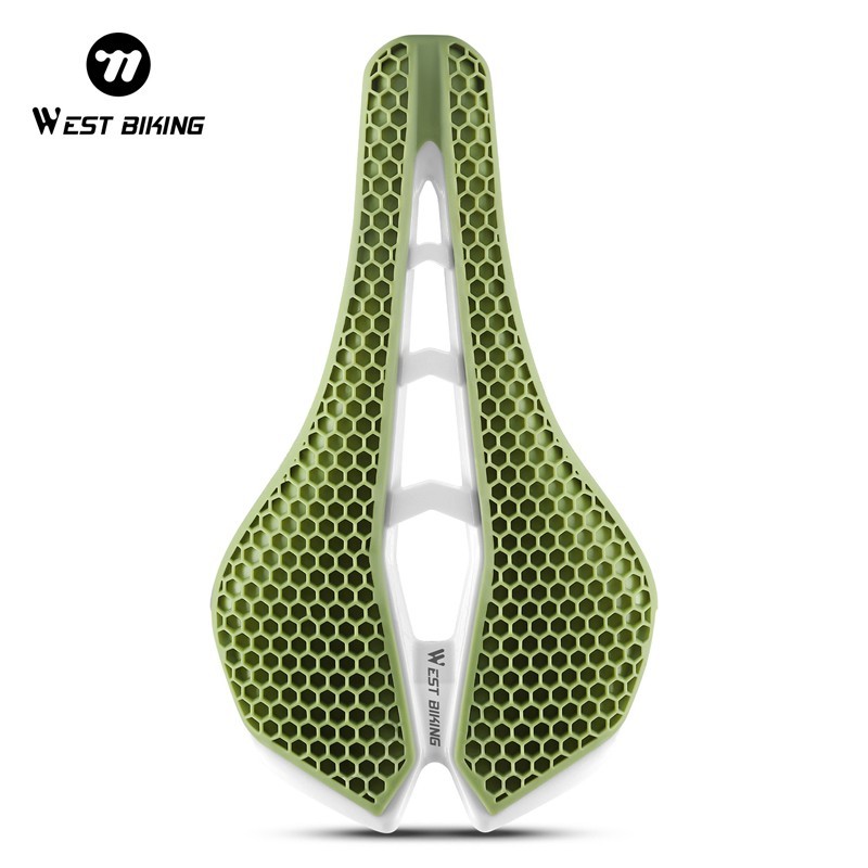 WEST BIKING Bicycle Saddle 3D Honeycomb Hollow Racing Bike Seat Cushion Green