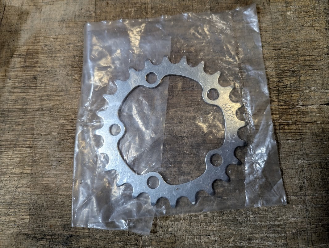 NOS KOOKA 24t 74 bcd chainring MTB vintage (silver/raw)