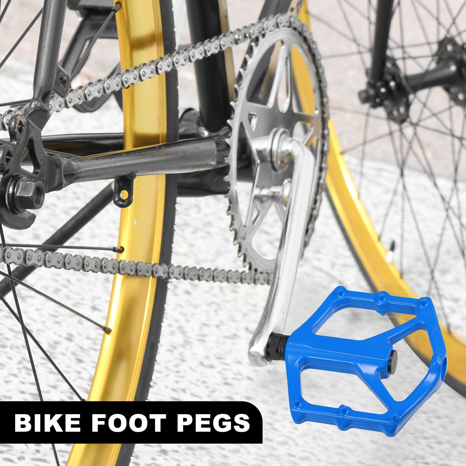 1 Pair Aluminum Alloy Bicycle Pedal Rear Foot Peg Blue Fit 9/16 Inch Axles