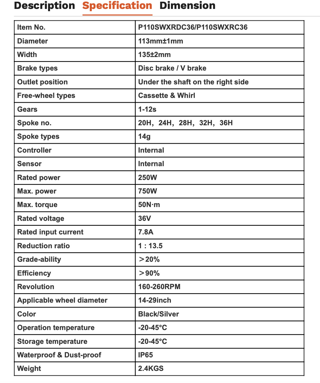 KEYDE Class 1 Built in Controller EBike 750 Watt Conversion Kit 11/ 15ah Battery