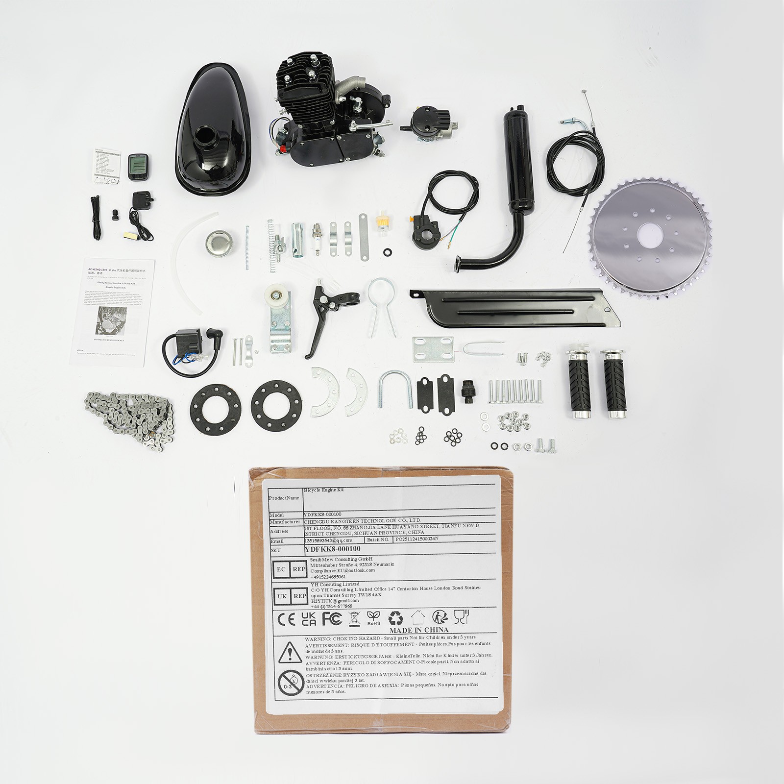 2 Stroke 80cc Petrol Engine Motor Kit Gas Motorized Bicycle Bike Double-cylinder