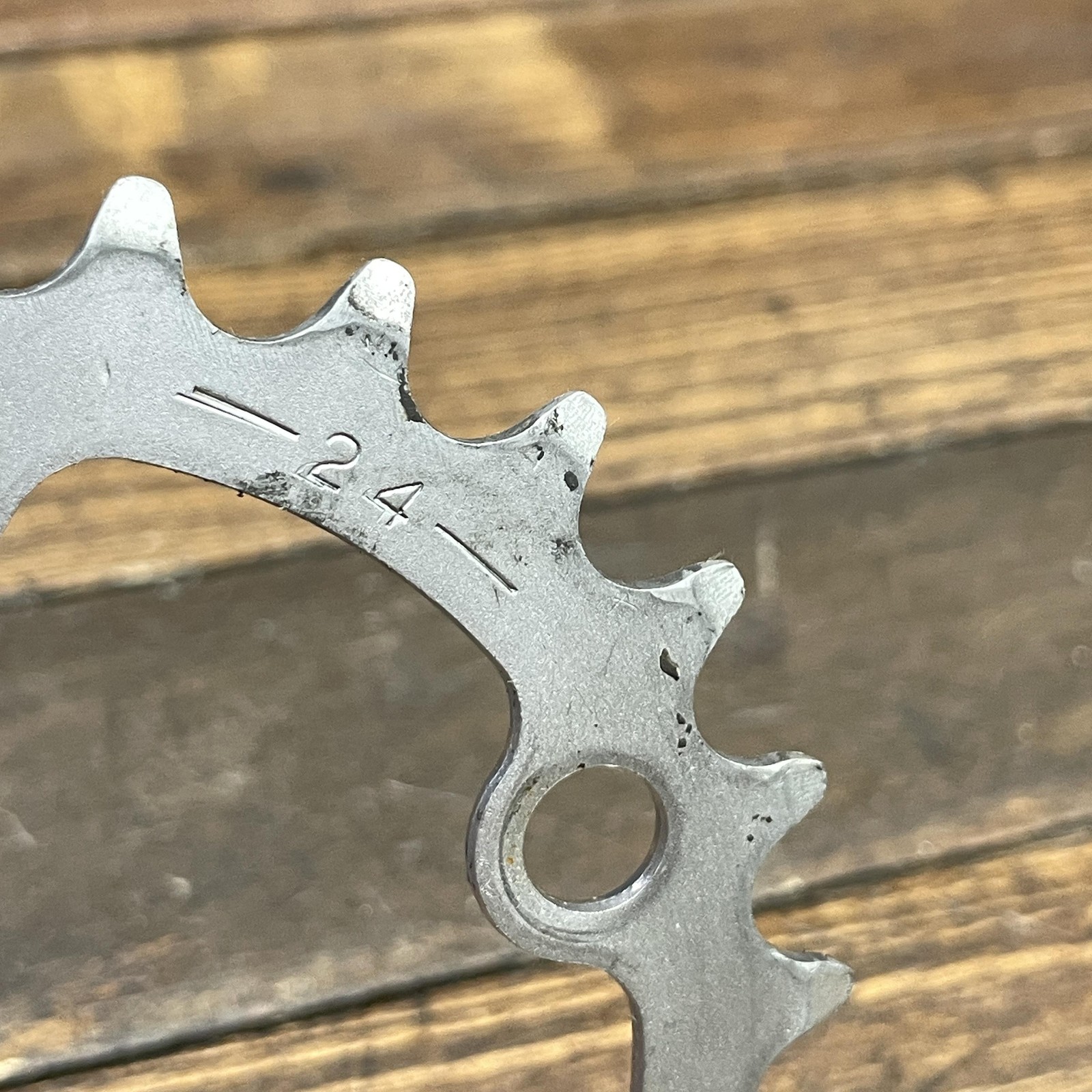 Vintage Sakae Ninja 24T Inner Chainring 74 BCD 5-Arm Silver Steel MTB GRanny