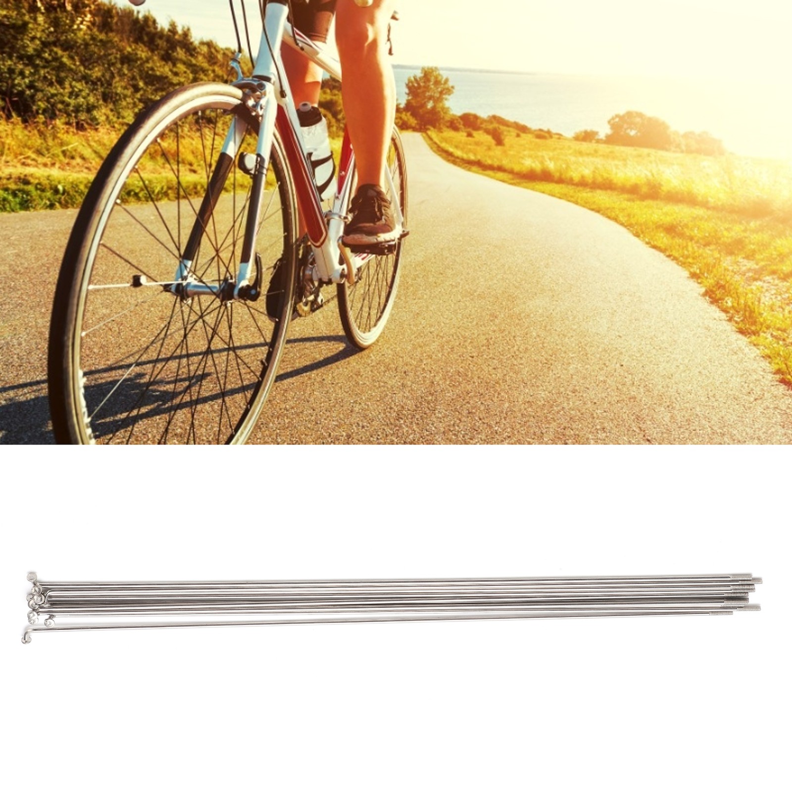 220mm 10 Sets 14G Bicycle Stainless Steel Spokes With Cap For Road Mountain W