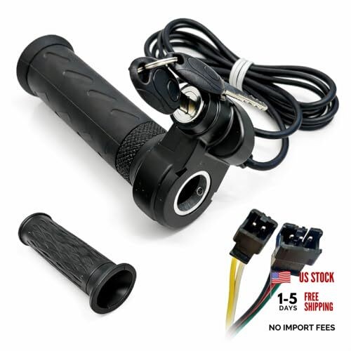 3 Pin Ebike Throttle with Key, Full Twist Throttle Compatible with Ridstar