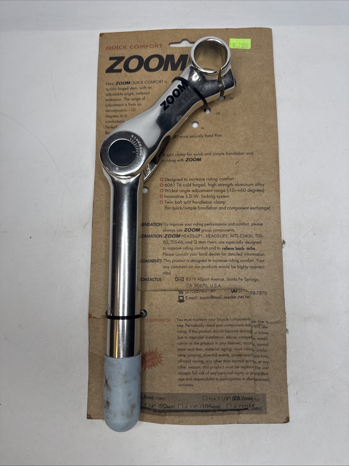 Zoom Quick Comfort Adjustable 120mm Extension 180 Length 80-150 Deg #u3