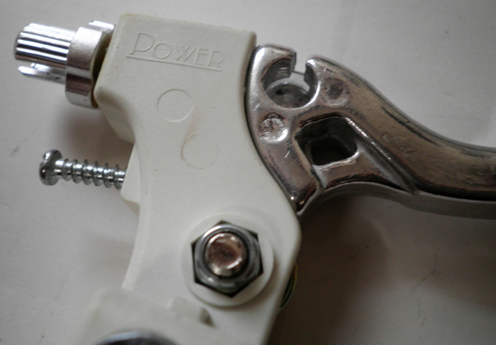POWER WHITE PLASTIC/ALUMINUM HANDLE LEFT BRAKE LEVER BIKE PARTS 408-2