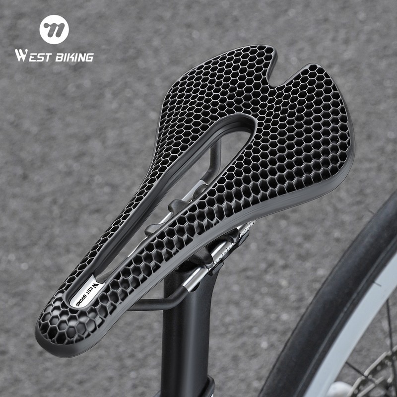WEST BIKING Bicycle Saddle 3D Honeycomb Hollow MTB Road Bike Seat Cushion Orange