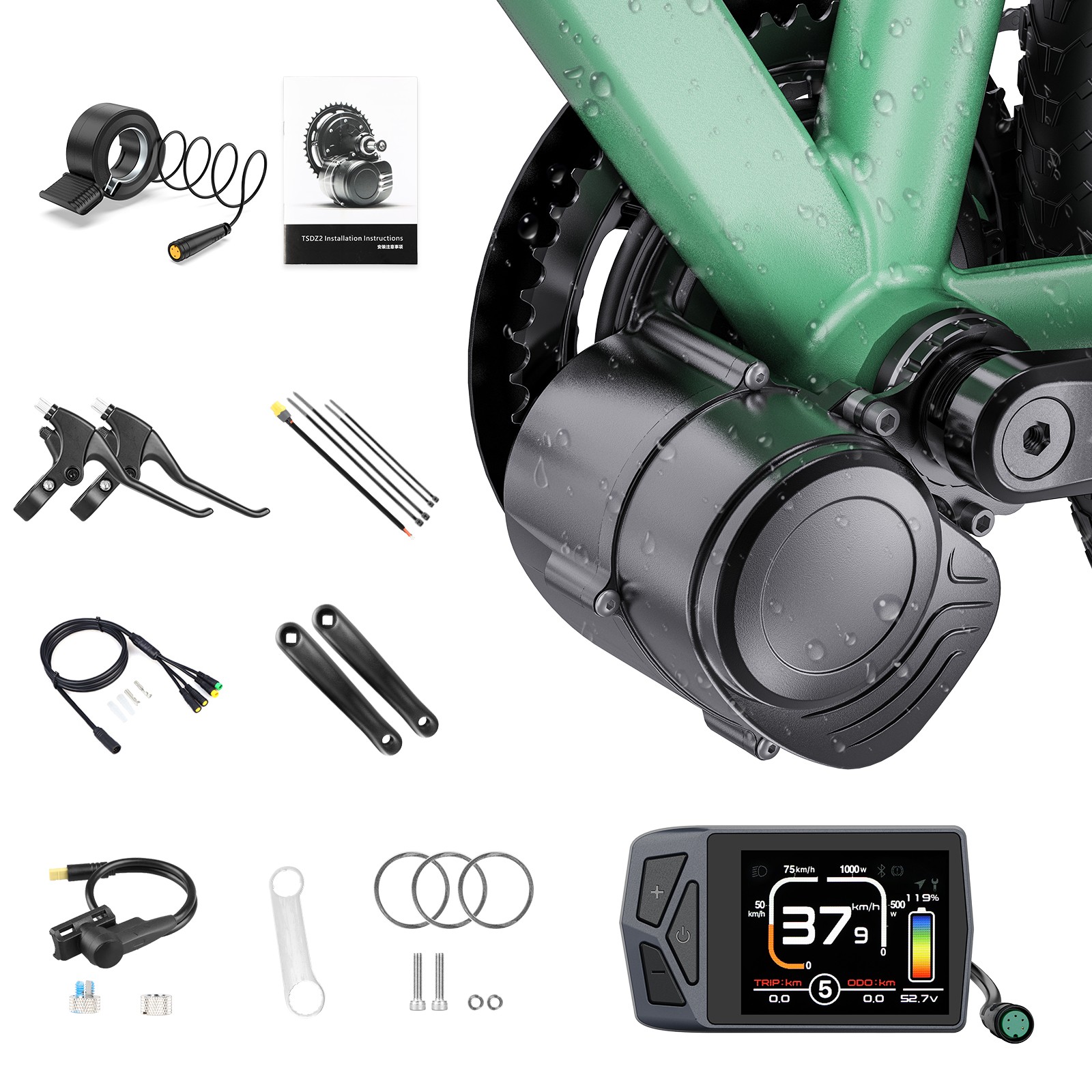 48V500/750W 68-73mm Mid Drive Motor Electric Bicycle Conversion Kit