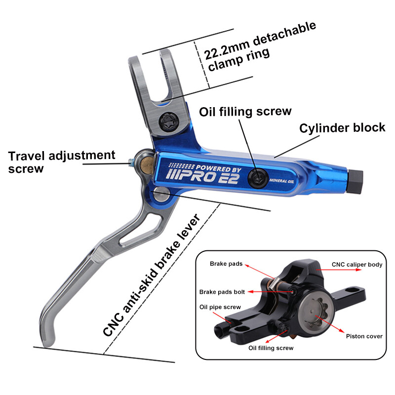 Mountain Bike Hydraulic Disc Brake Lever Set 2-Piston 800/1550mm Front/Rear/Set