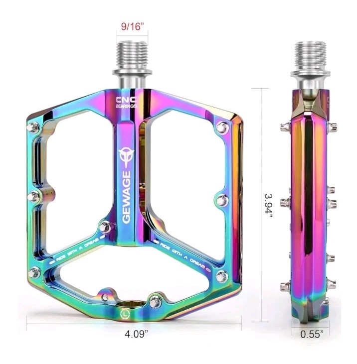 Gewage GE-324 Multicolor Alloy Flat Platform Bicycle Pedals