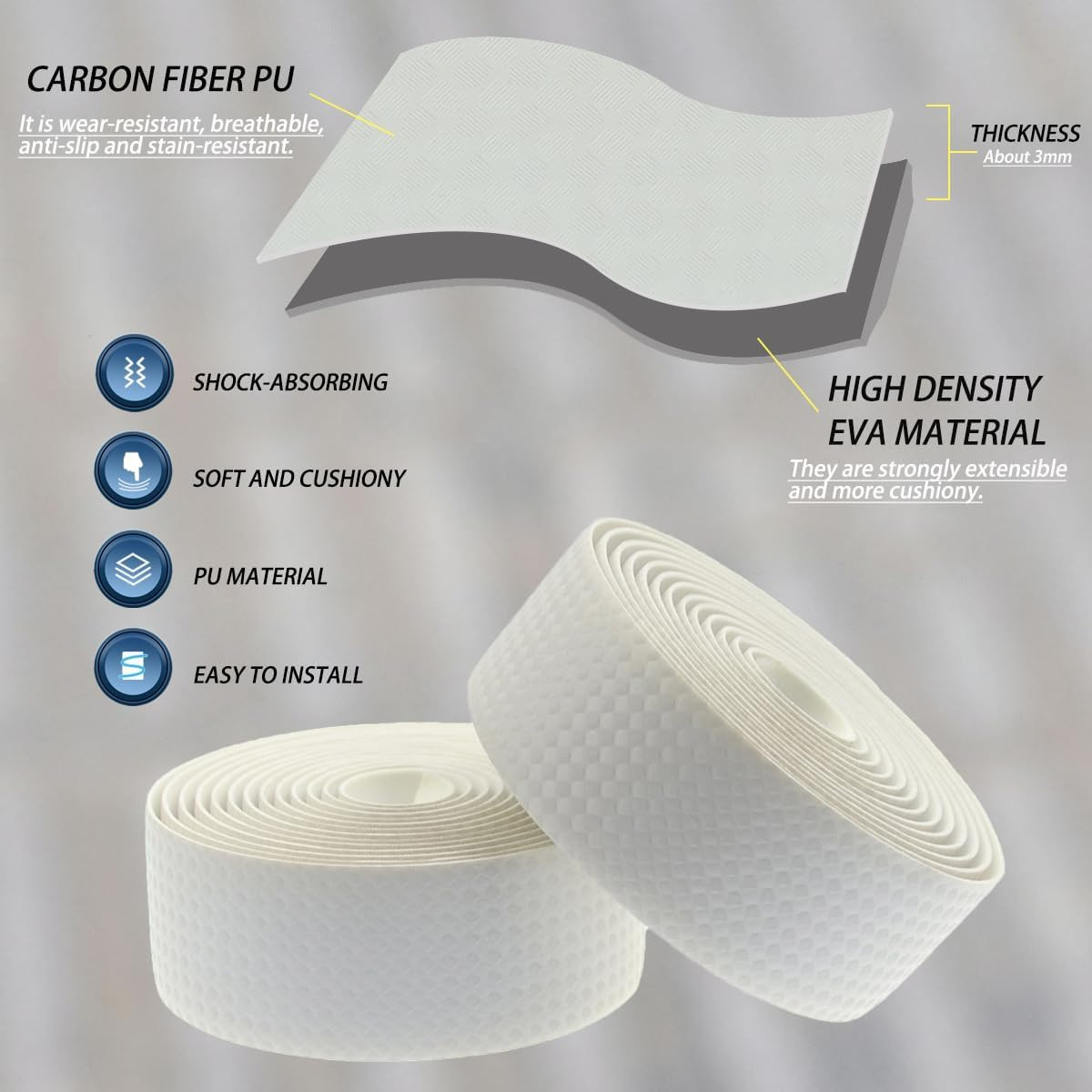 Carbon Fiber PU Leather Road Bike Handlebar Tape Bar Tapes – 2PCS Per Set