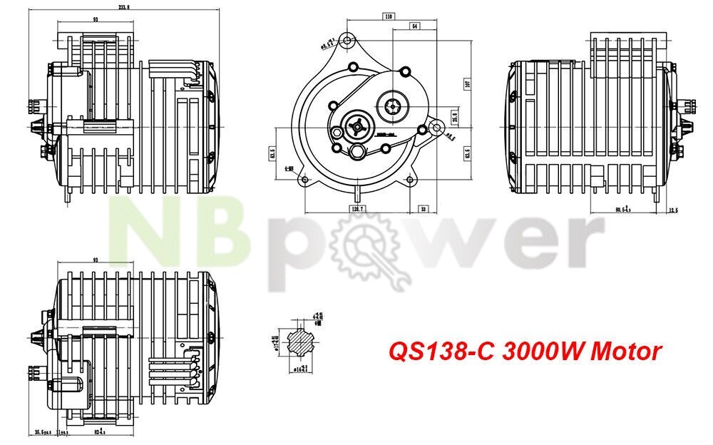 QS138-C 70H 3000W mid drive motor kit with Fardriver ND72530 controller.