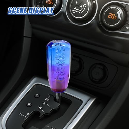 Craedli Car Gear Shift Knob, Acrylic Automotive Gear Shift Stick Head with Blue