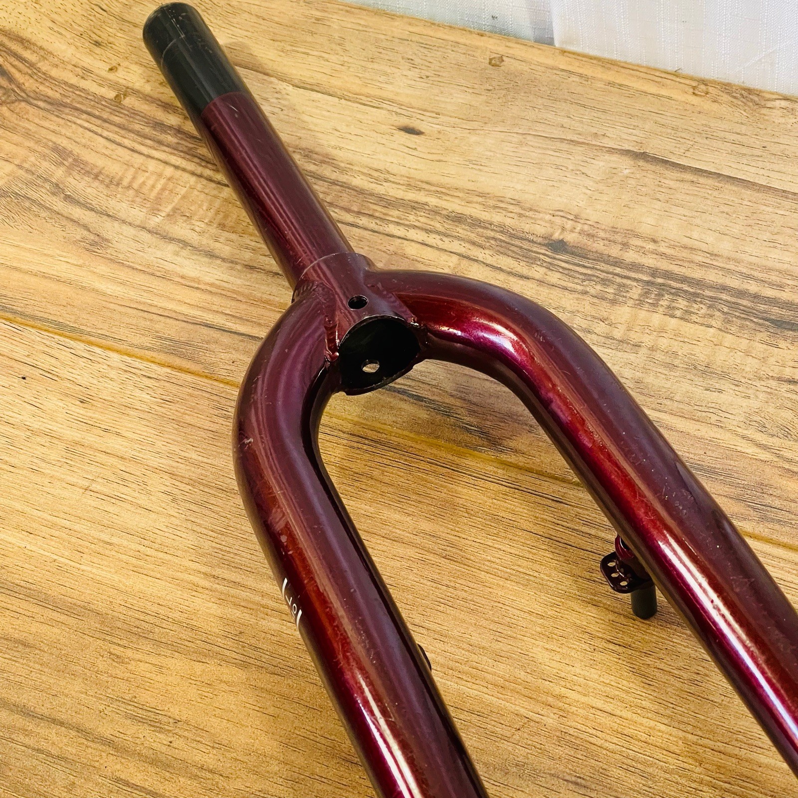 1-inch Threadless MTB Rigid Fork 175mm Steerer Burgundy All CRMO Steel