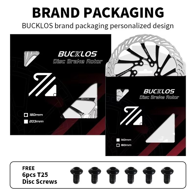 ​BUCKLOS 6 Bolts Bicycle Disc Brake Rotor 160mm 180mm 203mm MTb Bike Rotor G3CS