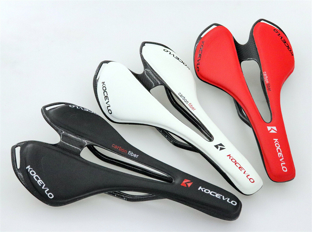 KOCEVLO Leather Carbon Fiber Saddles Oval Rail Seat 270*143mm For MTB Road Bike