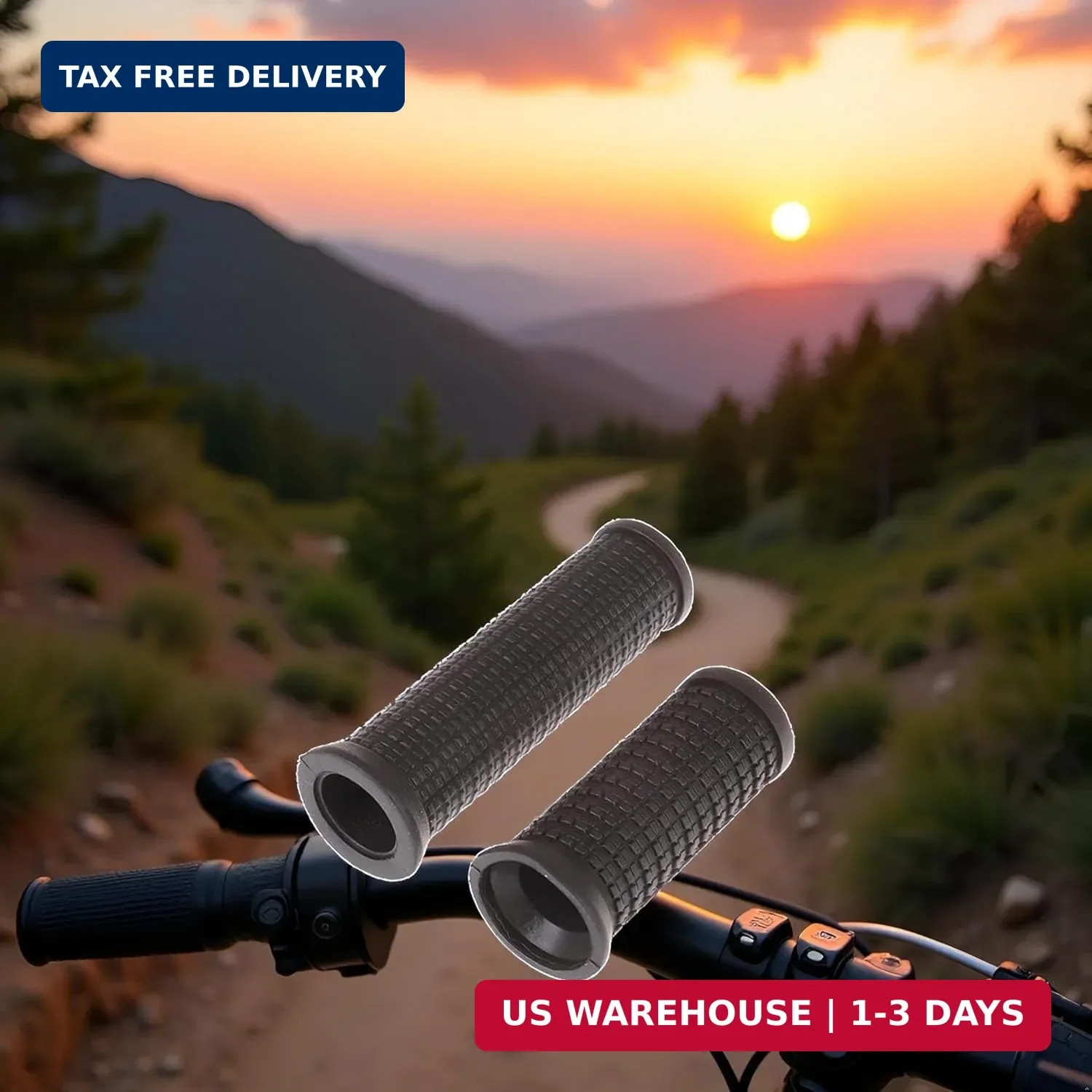 2PCS Bike Long/Short Handlebar Grips for Twising Shifter, Shockproof 1, Black
