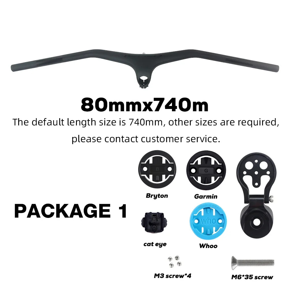 Carbon Fiber XC Mountain Bike Integrated Handlebar 9/10 Degrees 70-100mm*740mm