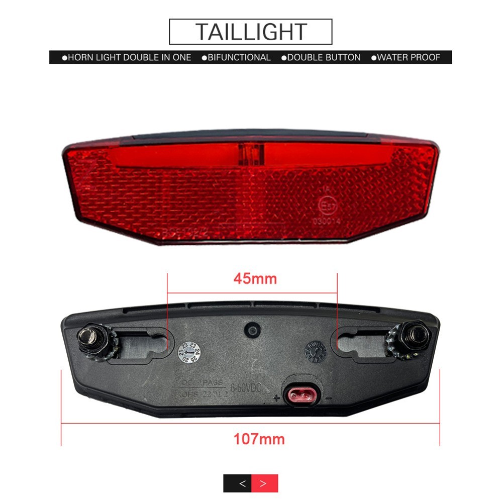 12V to 72V Electric Bike LED Light Set with Headlight Tail Light and Wiring
