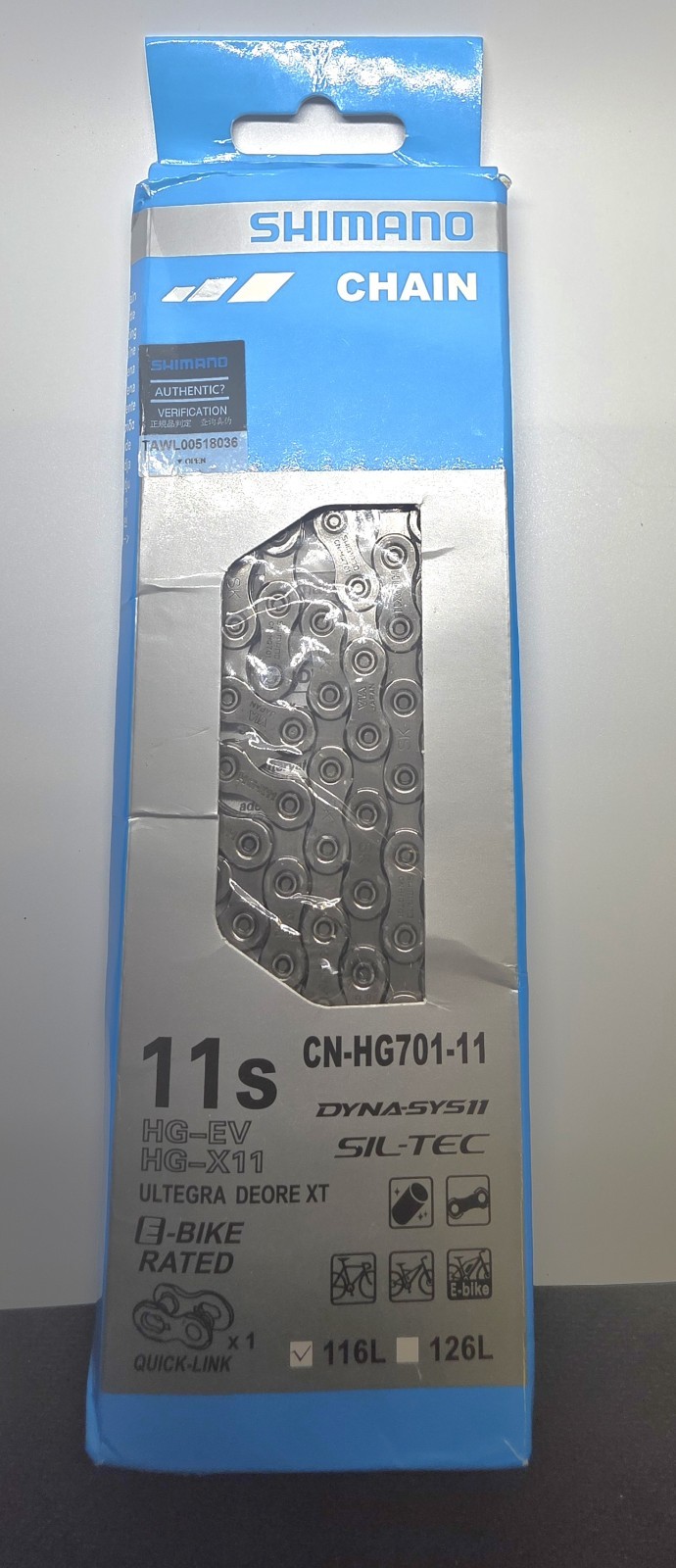 Shimano Ultegra Deore XT Sil-Tec 11 Speed Chain. E-bike Rated (CN-HG701-11)