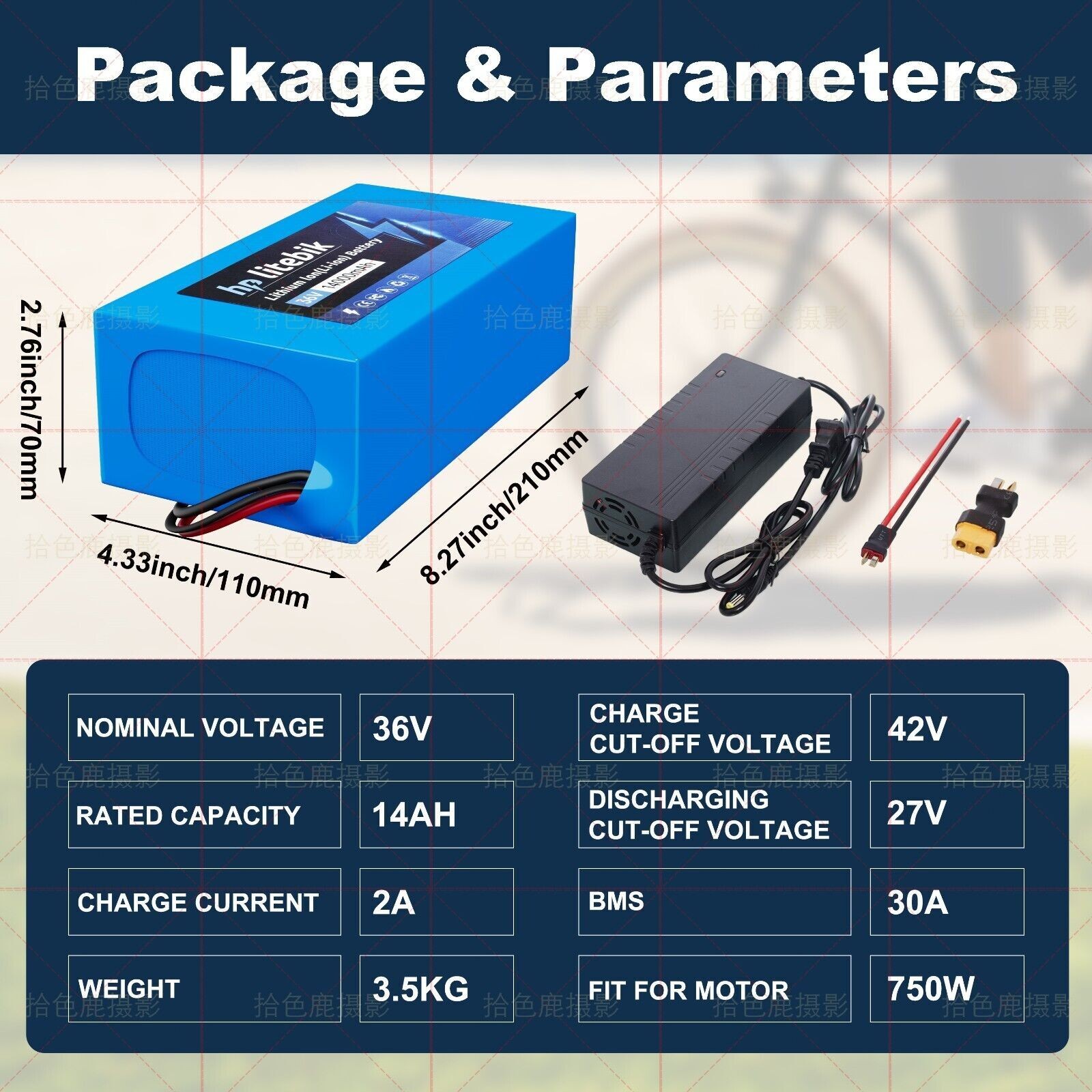 36V 14Ah Lithium ion Ebike Battery For 36V 0-1000W Electric E-bike Bike Motor US