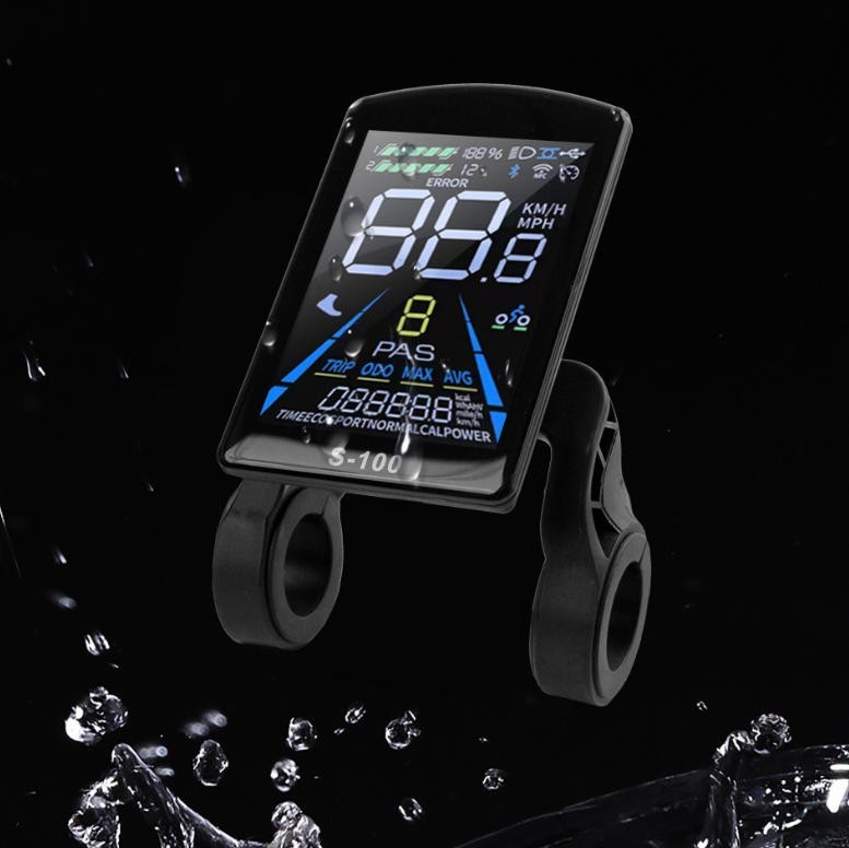 E-Bike Compatible S-100 Smart LCD Color Screen with light wire 5PIN WP plug.