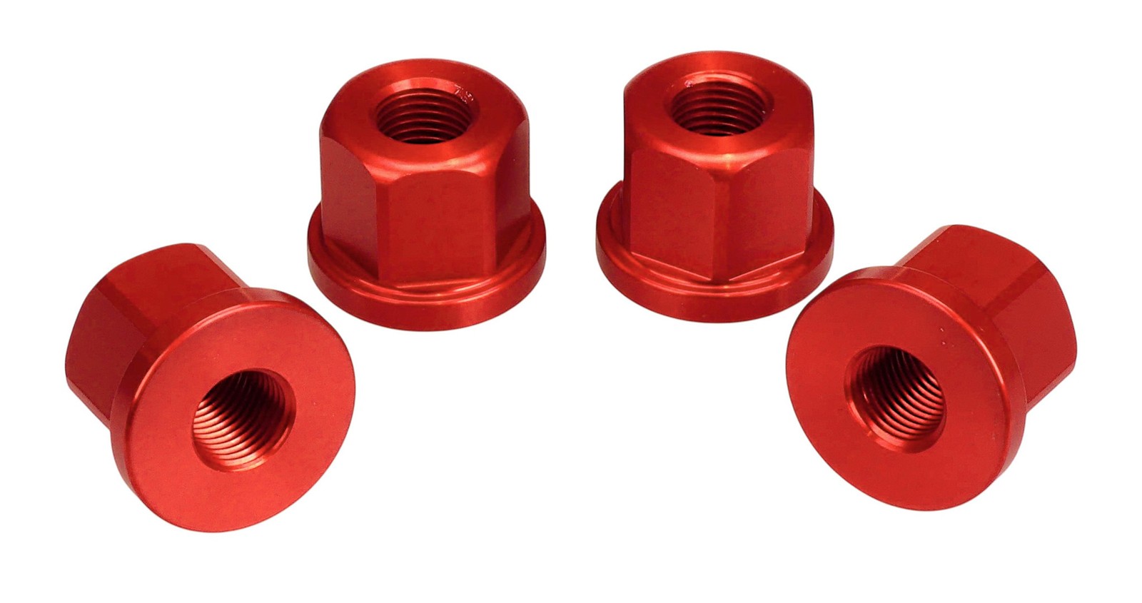 3/8″ X 26T REGULAR axle nut set 7075 aluminum (SET OF 4) RED