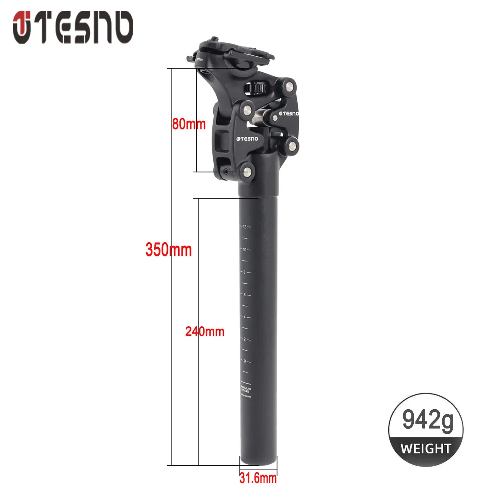 TESNO Bike Seatpost with Shock Absorber 27.2/30.9/31.6mm MTB Suspension 50mm