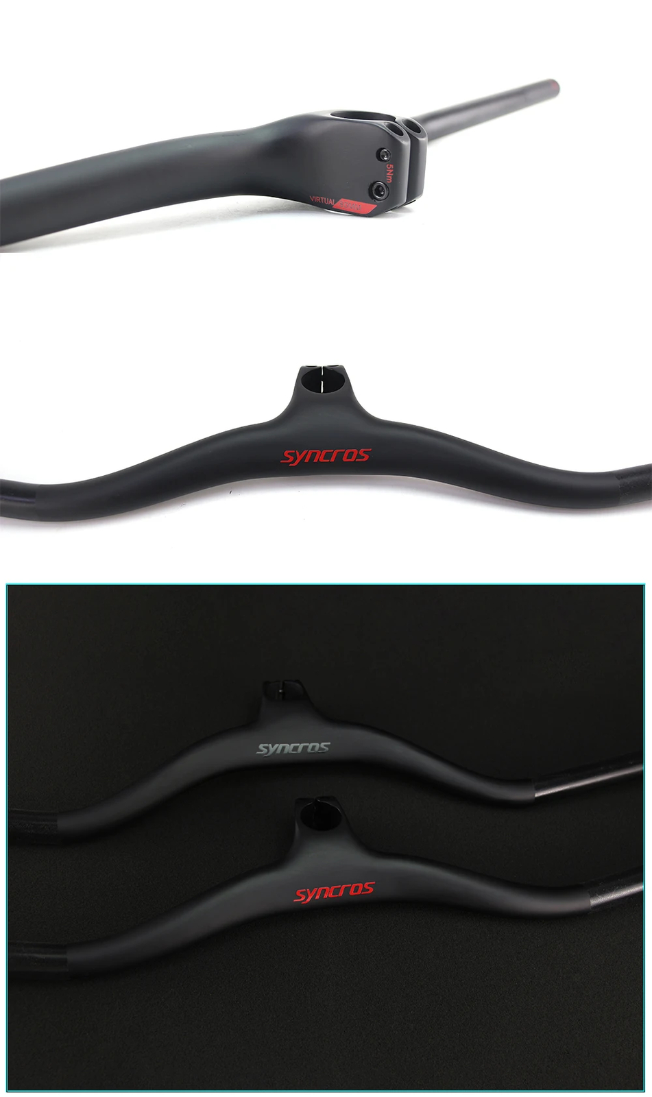 MTB Bicycle Integrated Carbon Handlebar with Stem -8/-17/-25 Degree 60*740mm
