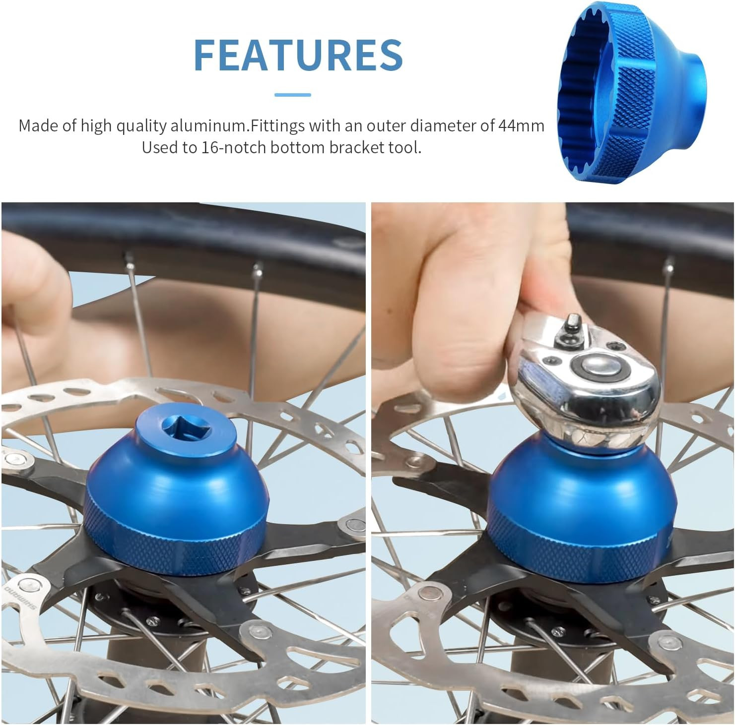 16-Notch Bottom Bracket Tool – Blue(Bottom Bracket Compatible with BBT-69.2)