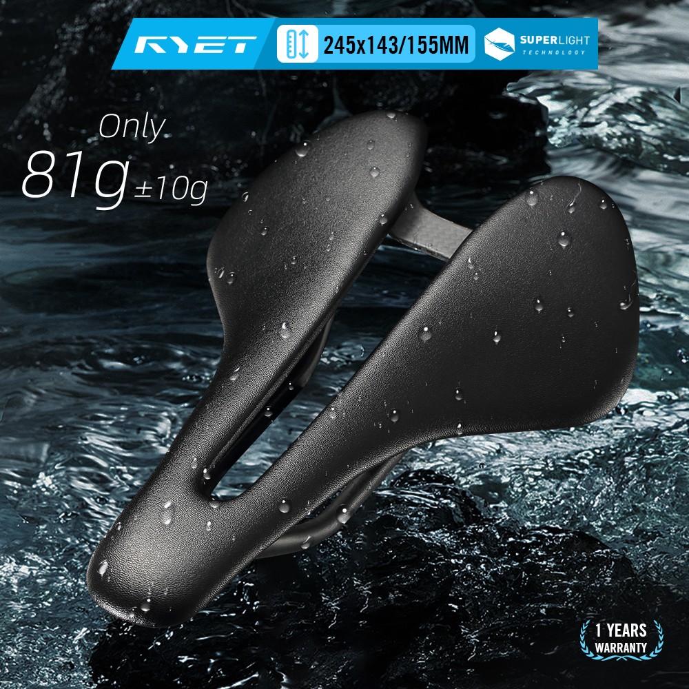 RYET Carbon Bike Saddle 81g/87g Leather Surface Road, MTB & Gravel Racing Seat