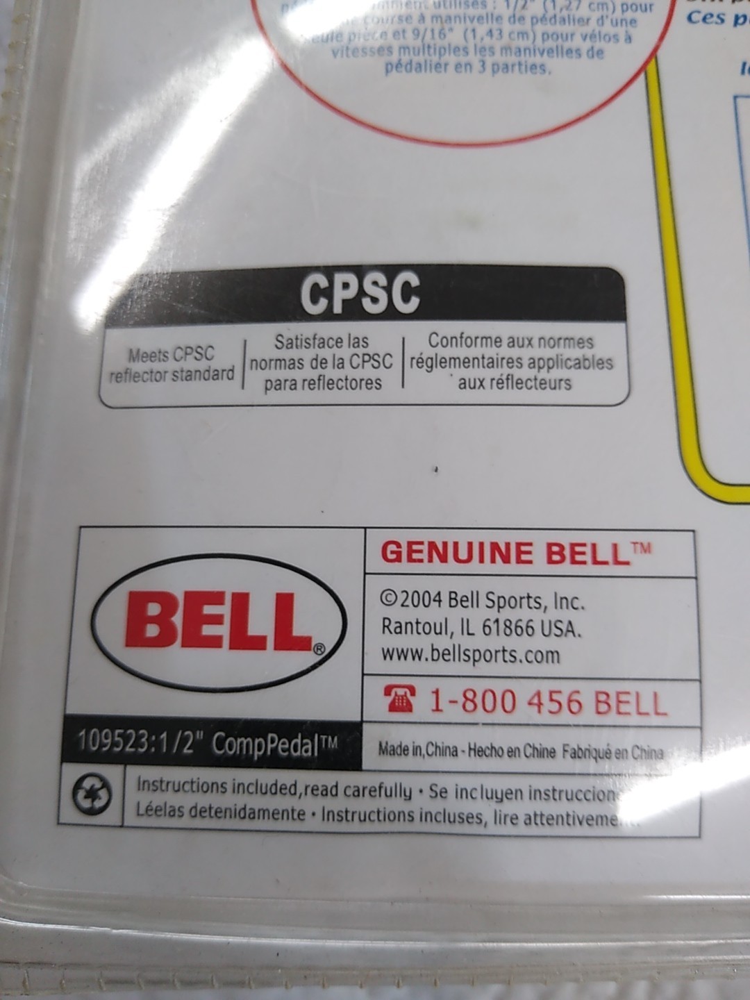 Bell Reflective Bicycle Pedals Left Right Fits Most 1/2″ Bike Axle One Pair New