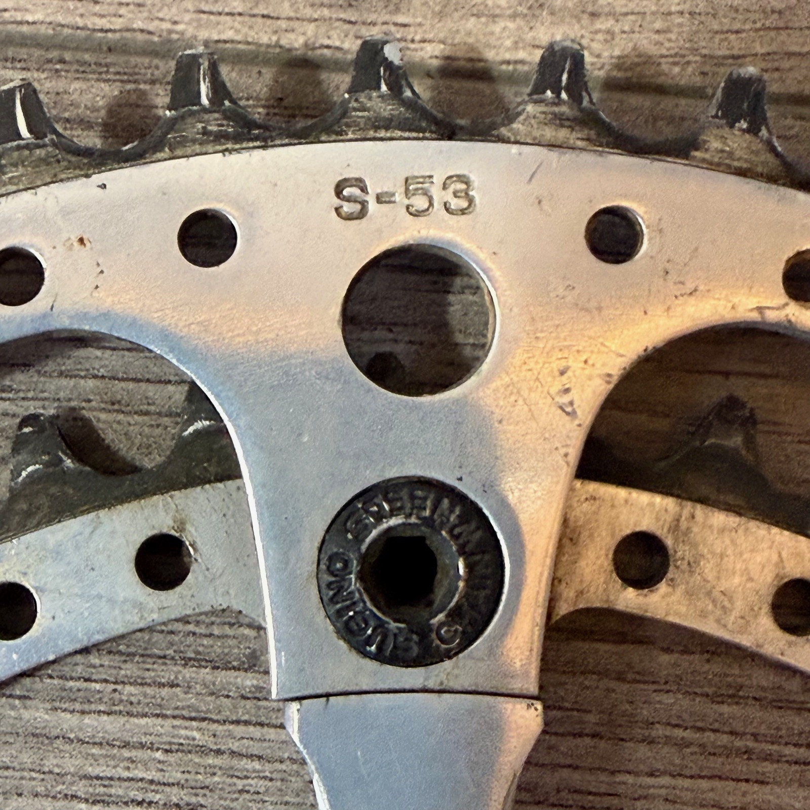 Vintage Sugino Mighty Crankset 171 53 42 Square Taper Drillium 144BCD Drilled 